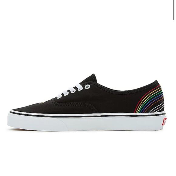 NEW Vans Womens Authentic Pride Rainbow Black Low Top Lace Up Sneaker Shoes 13 - Picture 4 of 10